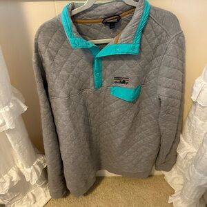 Patagonia Gray and Teal Organic Cotton Pullover